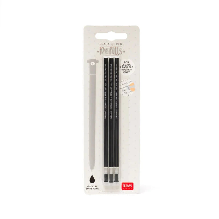 Set di 3 Refill per Penna Gel Cancellabile - Inchiostro nero- Erasable Pen