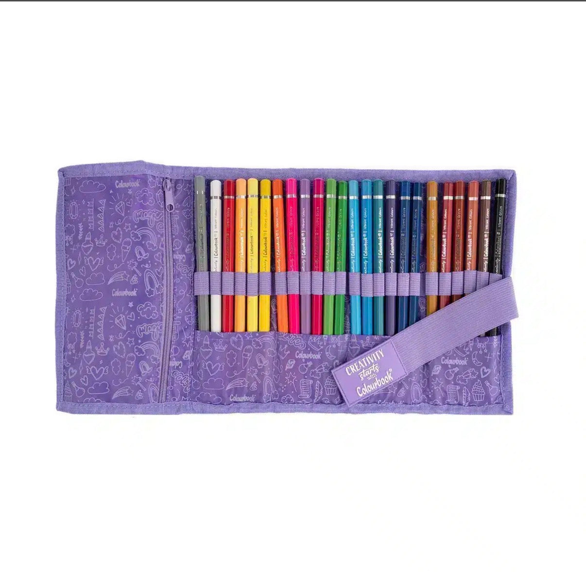 Rotolo portapastelli Glitter – 24 matite colorate Creativity Starts with Colourbook