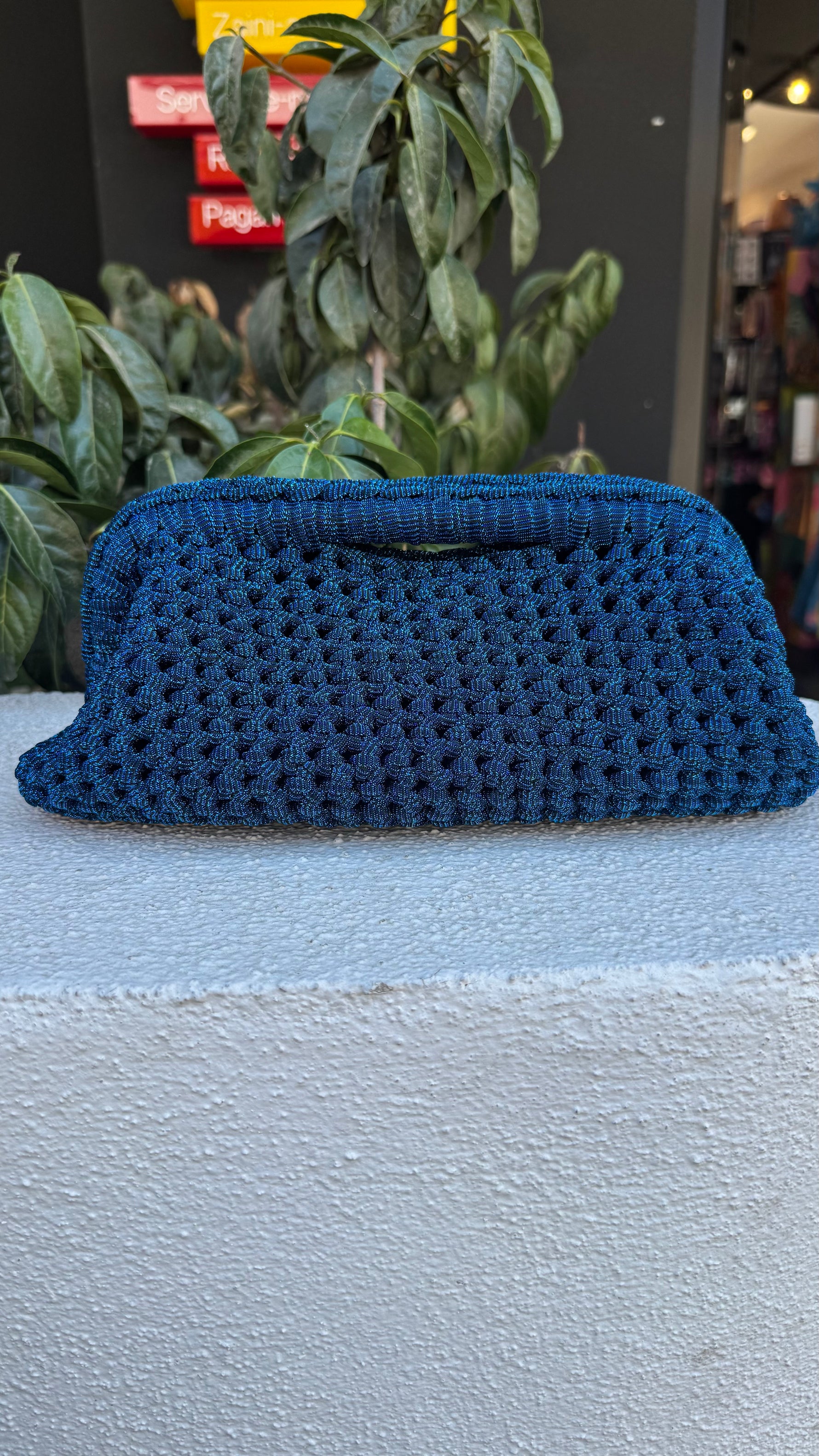 Pochette blu lurex