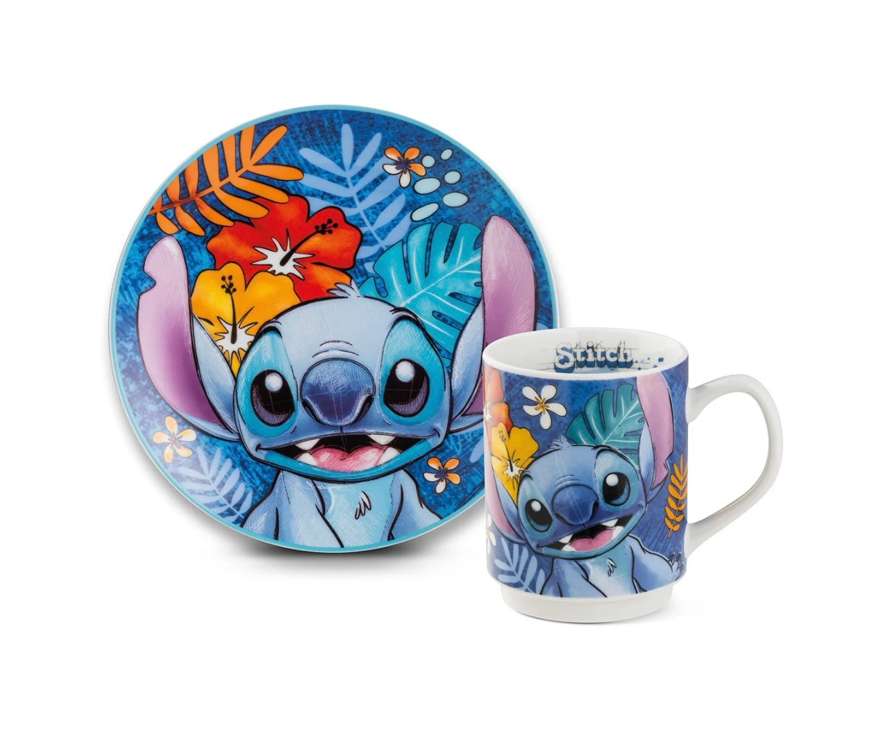 Set Piatto dessert + Mug Stitch Blu