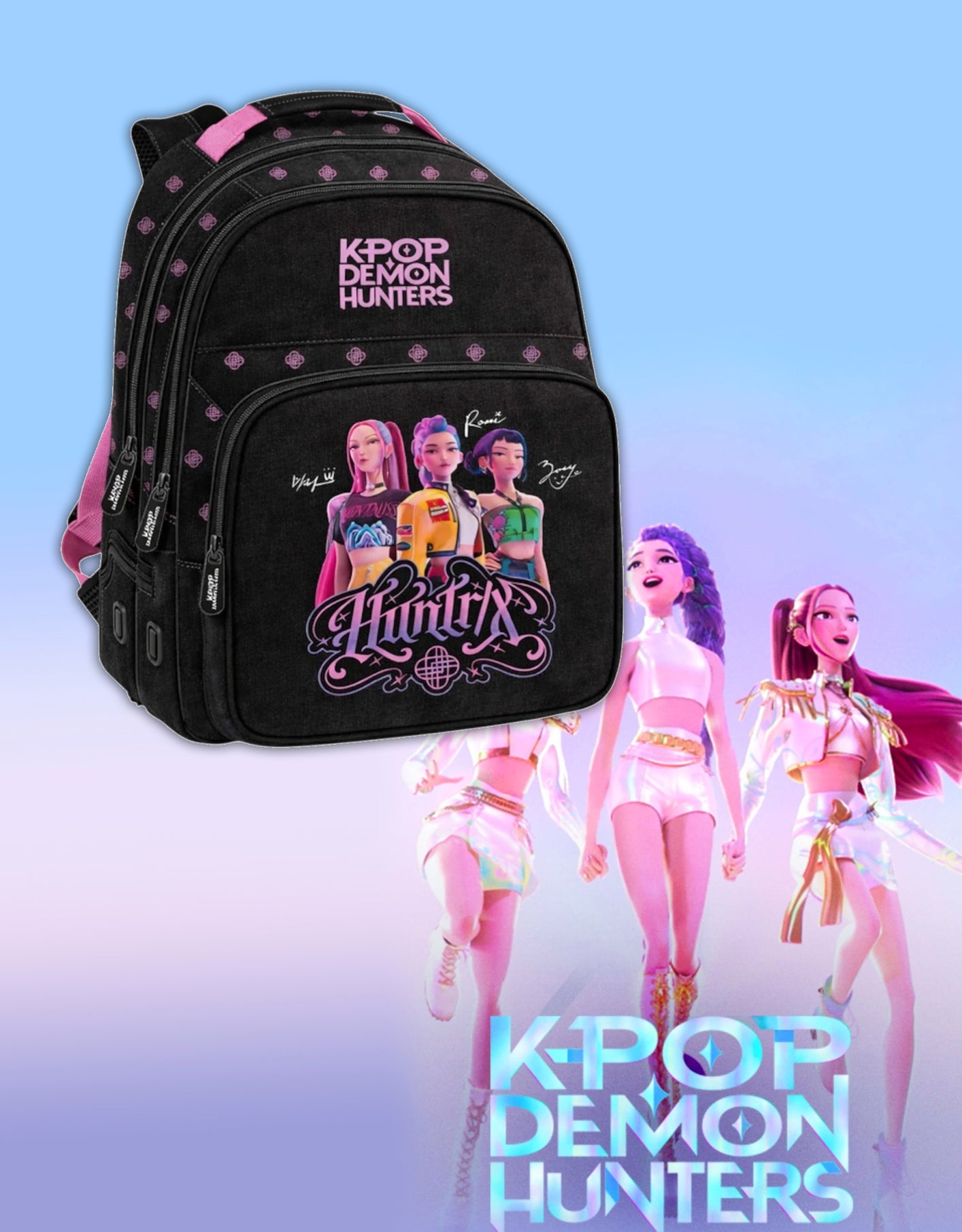 Zaino Scuola 3 Zip K-Pop Demon Hunters