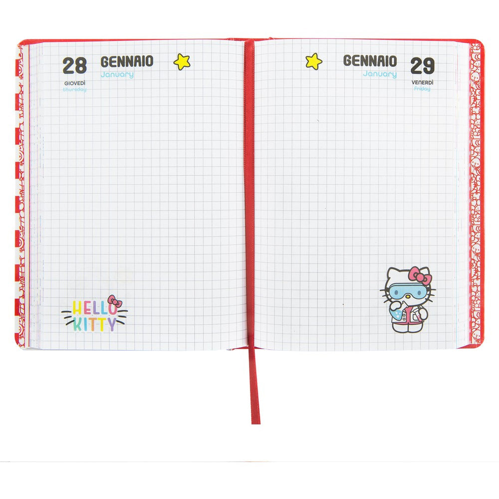 Diario 12 Mesi 2026/27 - Hello Kitty - Datato Rosso/Bianco