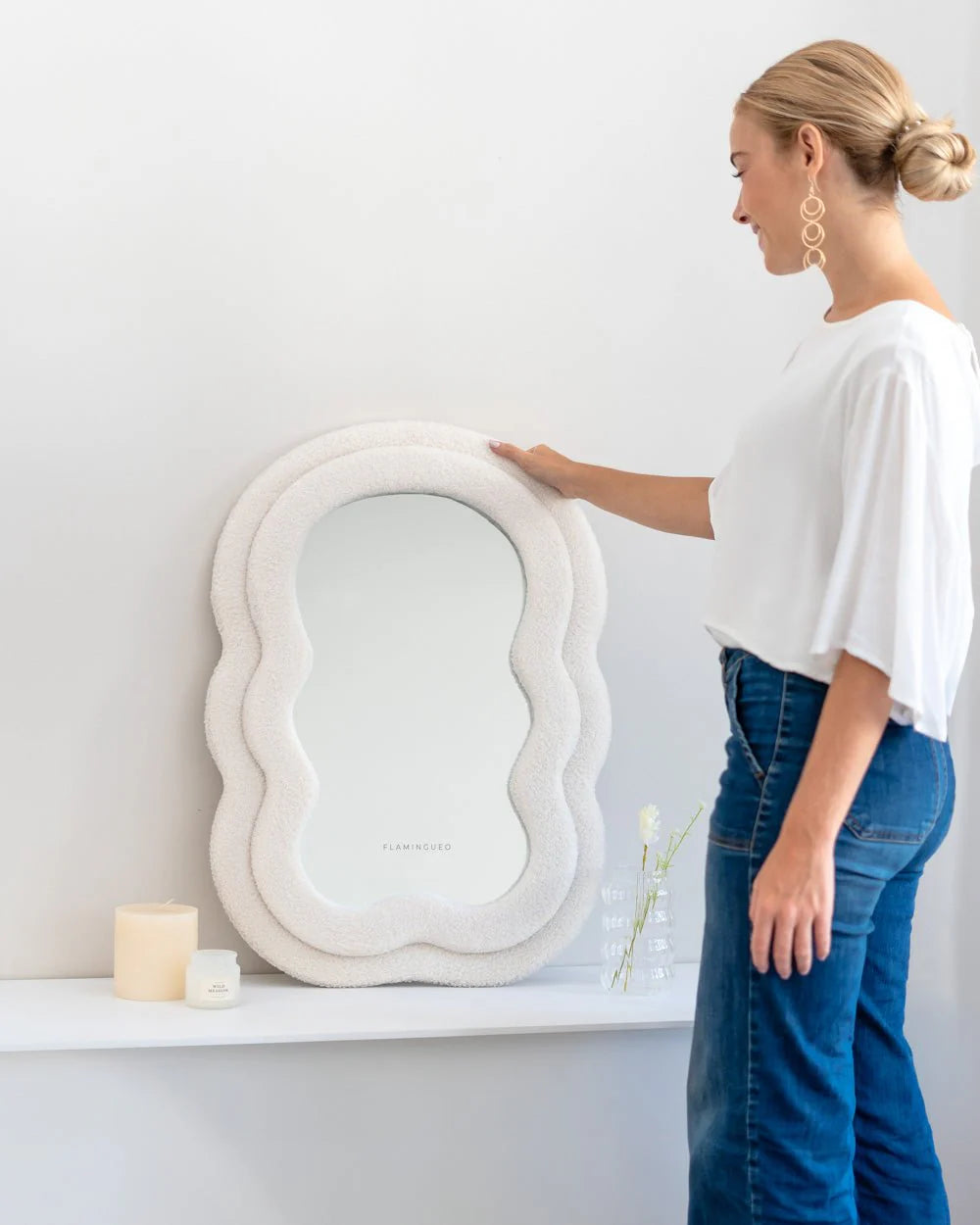 Specchio da parete in tessuto