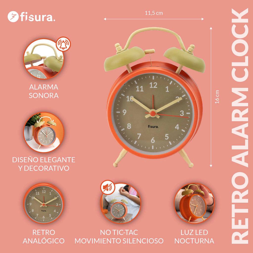 Sveglia Retro Beige & Arancione