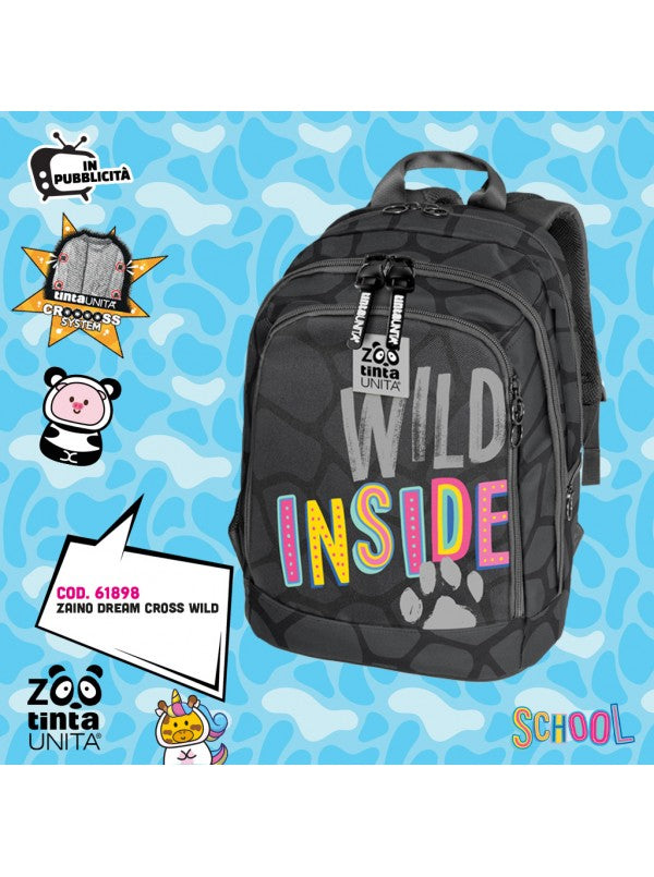 Zaino Dream Scuola Tinta Unita ZOO wild e queen 2025 Shark - Cross System