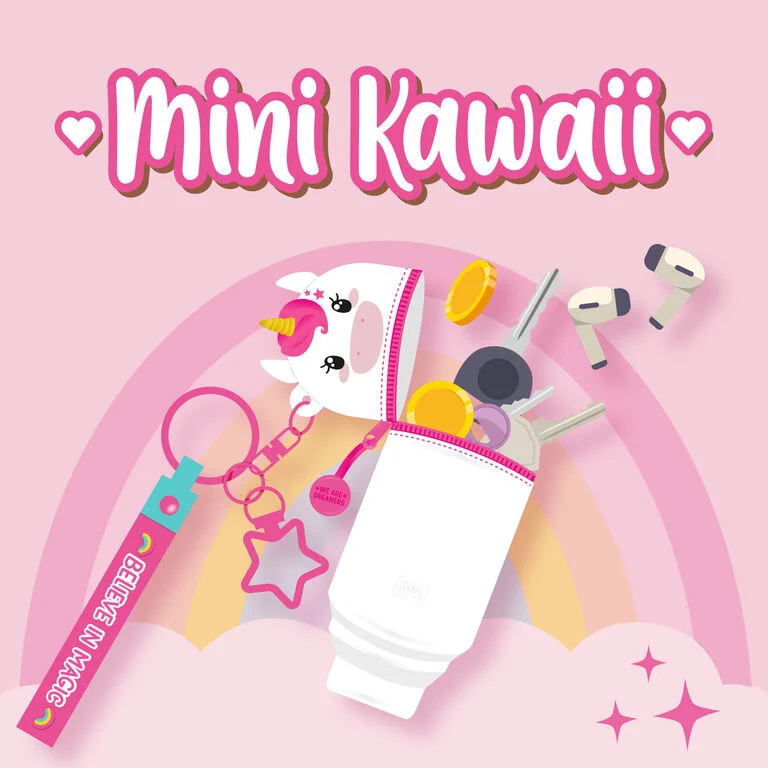 Portamonete con Portachiavi unicorno  - Mini Kawaii