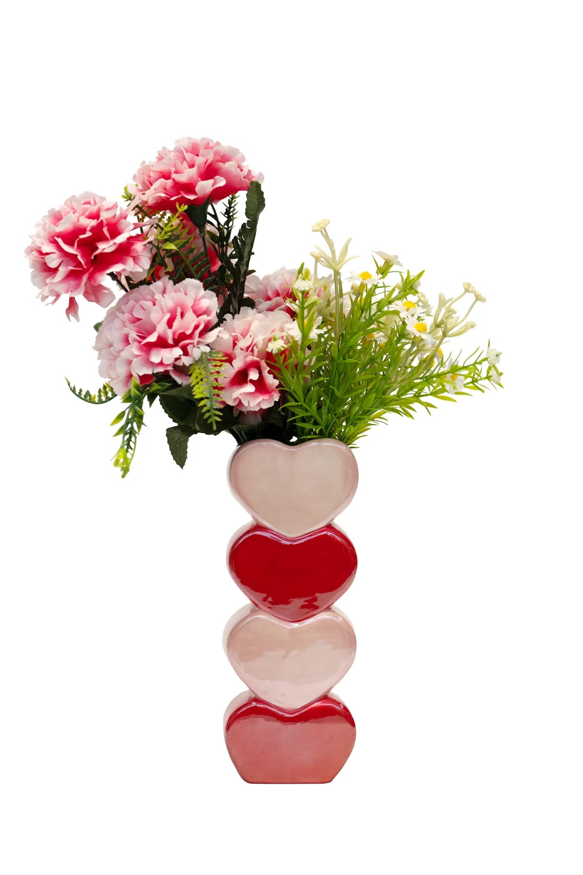 Vaso cuori rossi e rosa