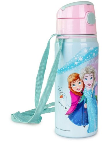 Disney Frozen - Borraccia in alluminio con cannuccia per bambini, 600ml
