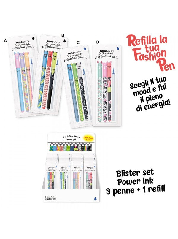 Blister  tinta unita 3 penne + refill